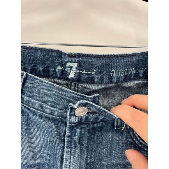 7 For All Mankind Women's Straight Austyn Jeans Blue Denim Medium Wash Size 30 - Picture 9 of 15